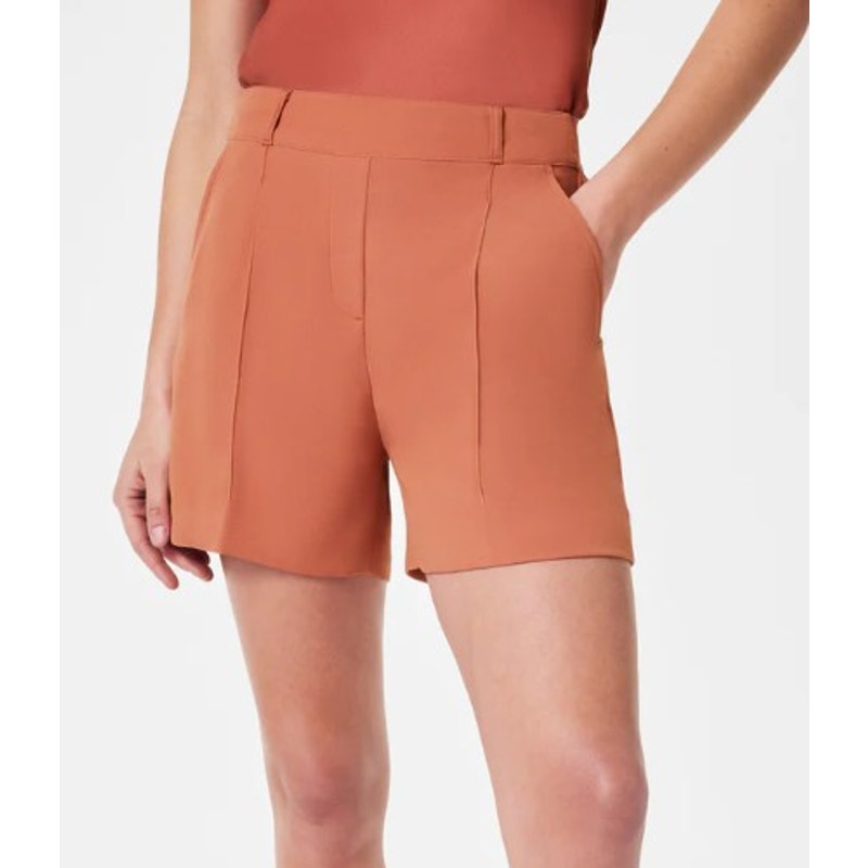 NWT Spanx Carefree Crepe Trouser Short 6" Sedona Orange Womens Large