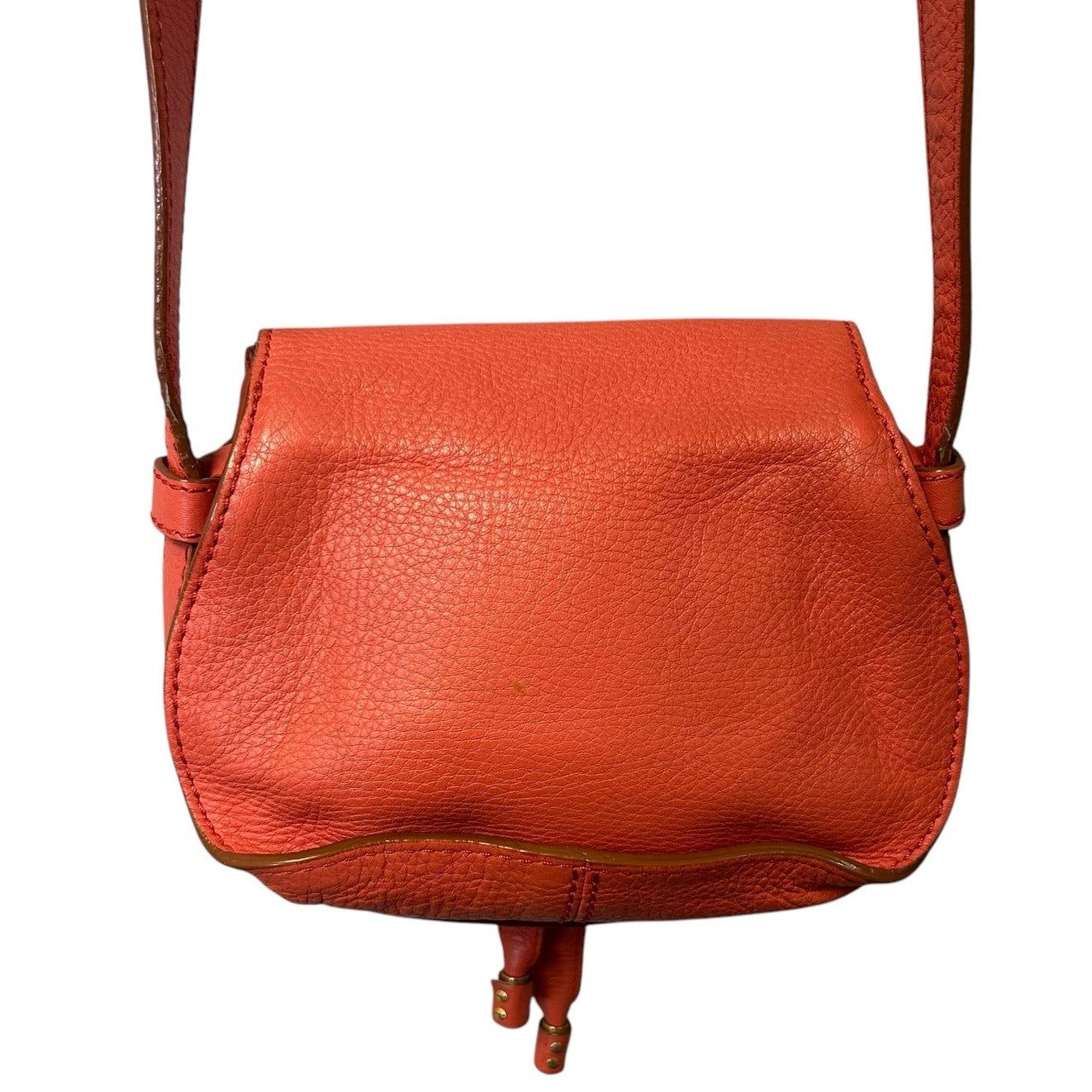 Chloe Burnt Orange Marcie Small Grained Leather Adjustable Strap Saddle Bag