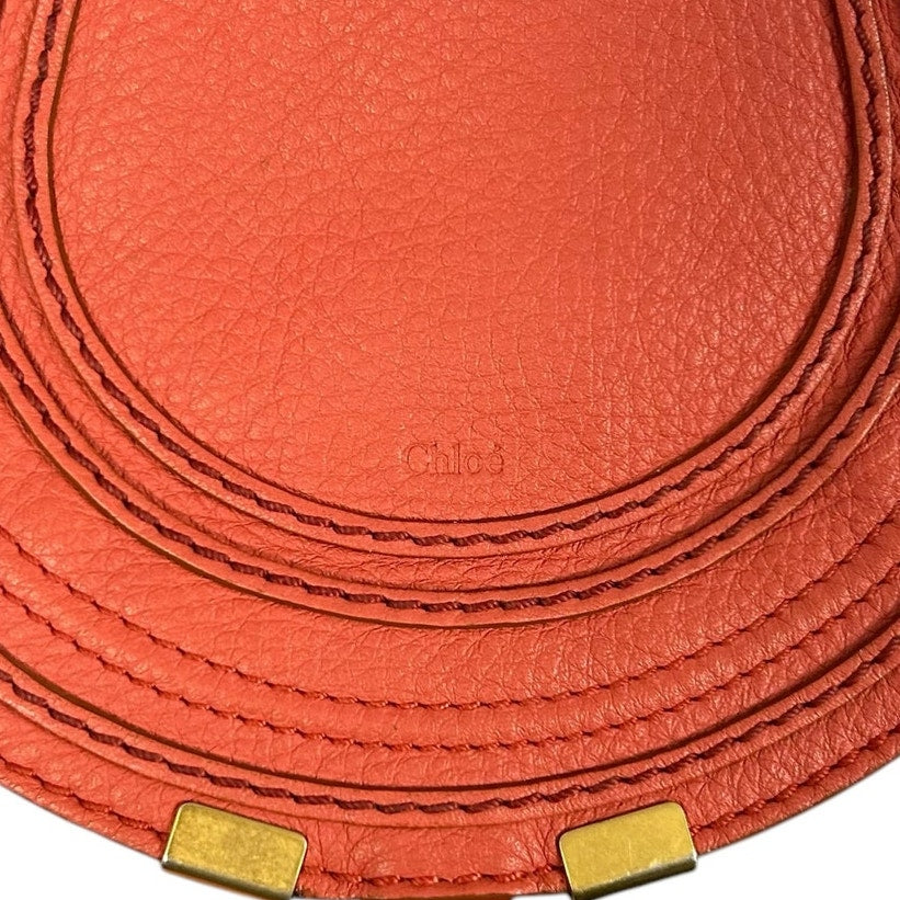Chloe Burnt Orange Marcie Small Grained Leather Adjustable Strap Saddle Bag