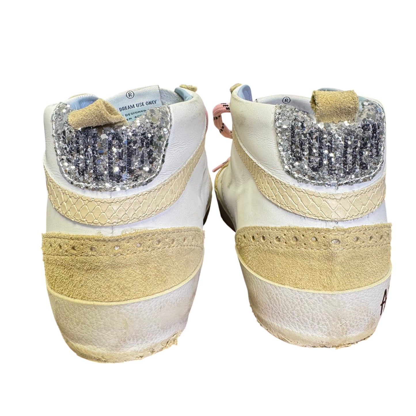 Golden Goose Silver Metallic Glitter Color Block Pattern High Top Sneakers 9