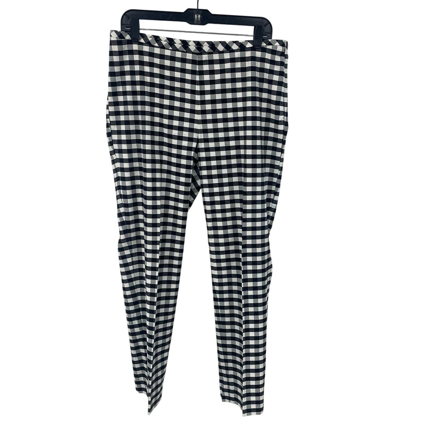 Talbots Black White Gingham Print Side Zip Up Pleated Pants Womens Size 10