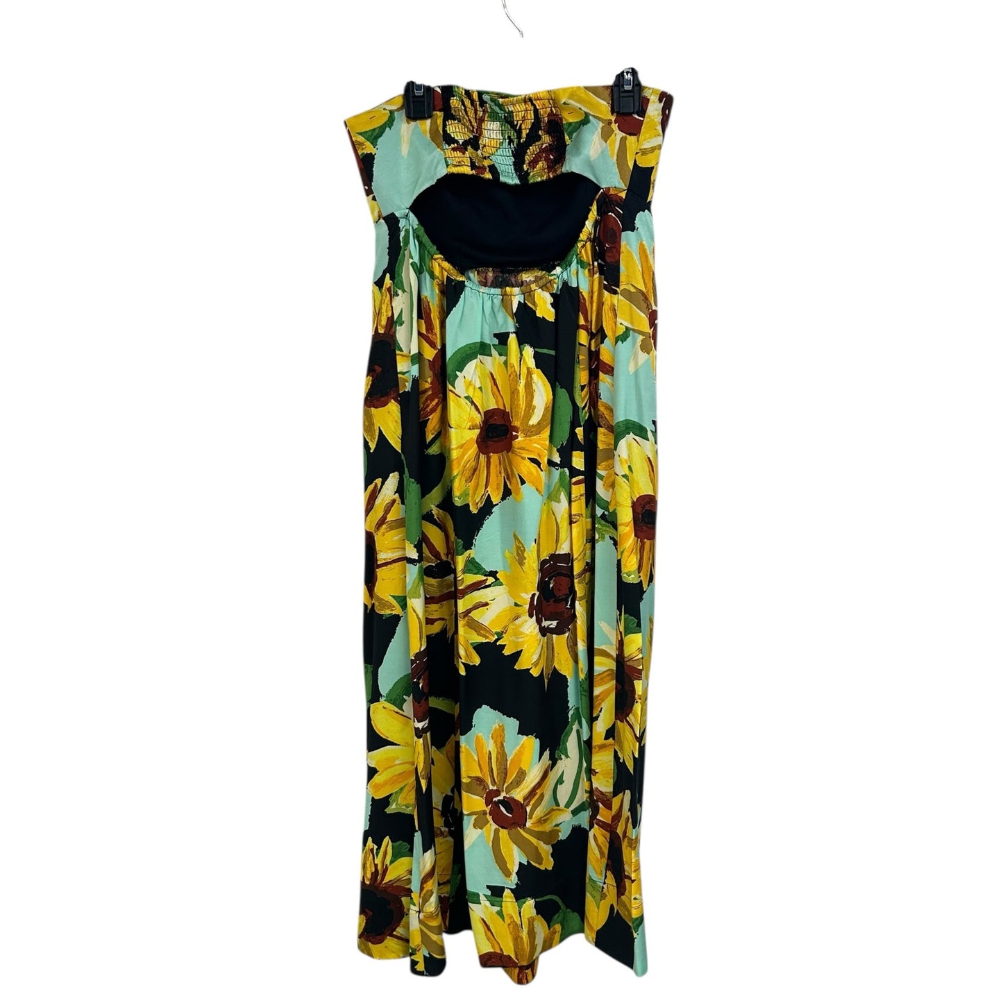 NWT Maeve by Anthropologie Yellow Black Sunflower Print Strapless Dress XS