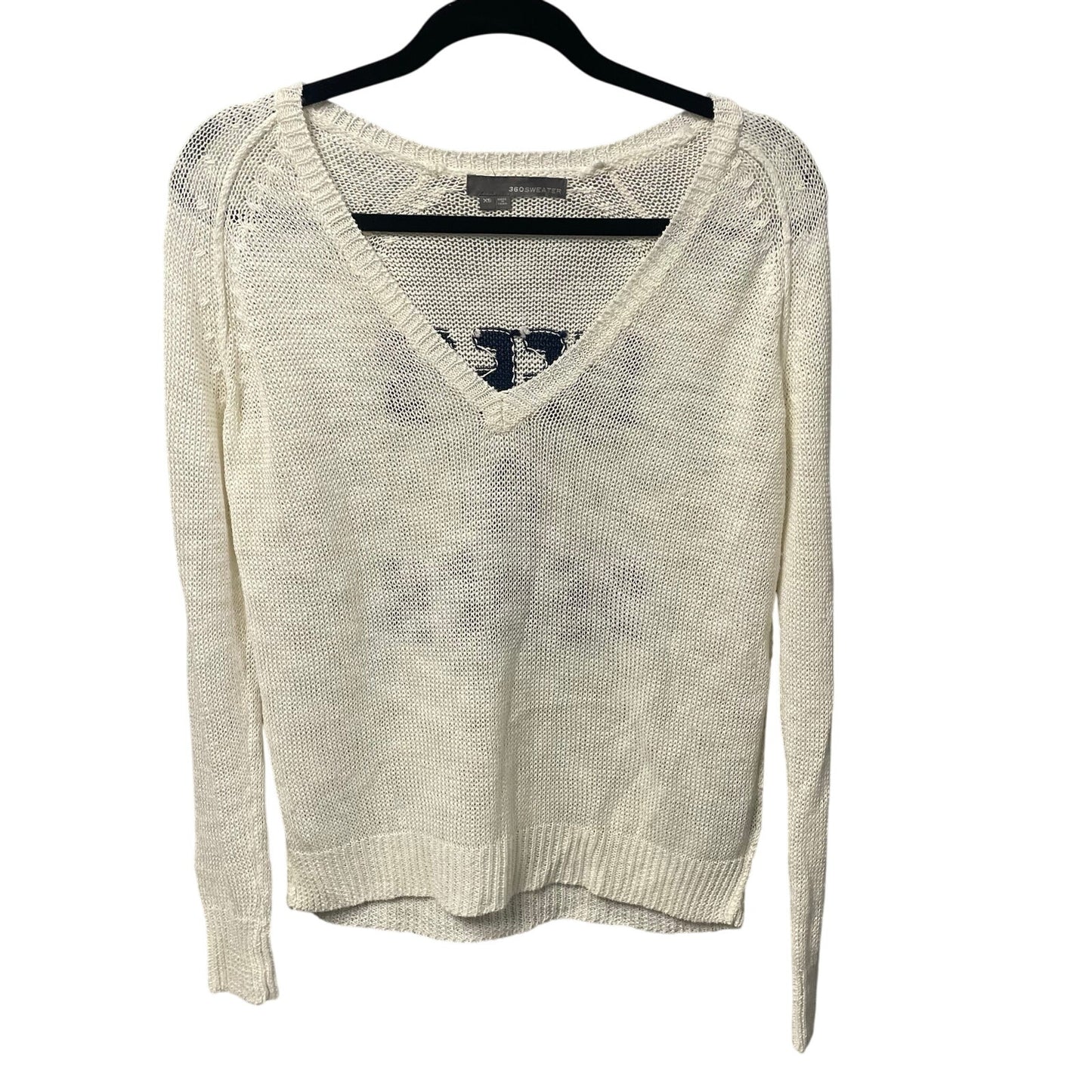 Revolve 360 Sweater Linen Blend Knit Life's A Beach Ivory and Indigo Womens XS