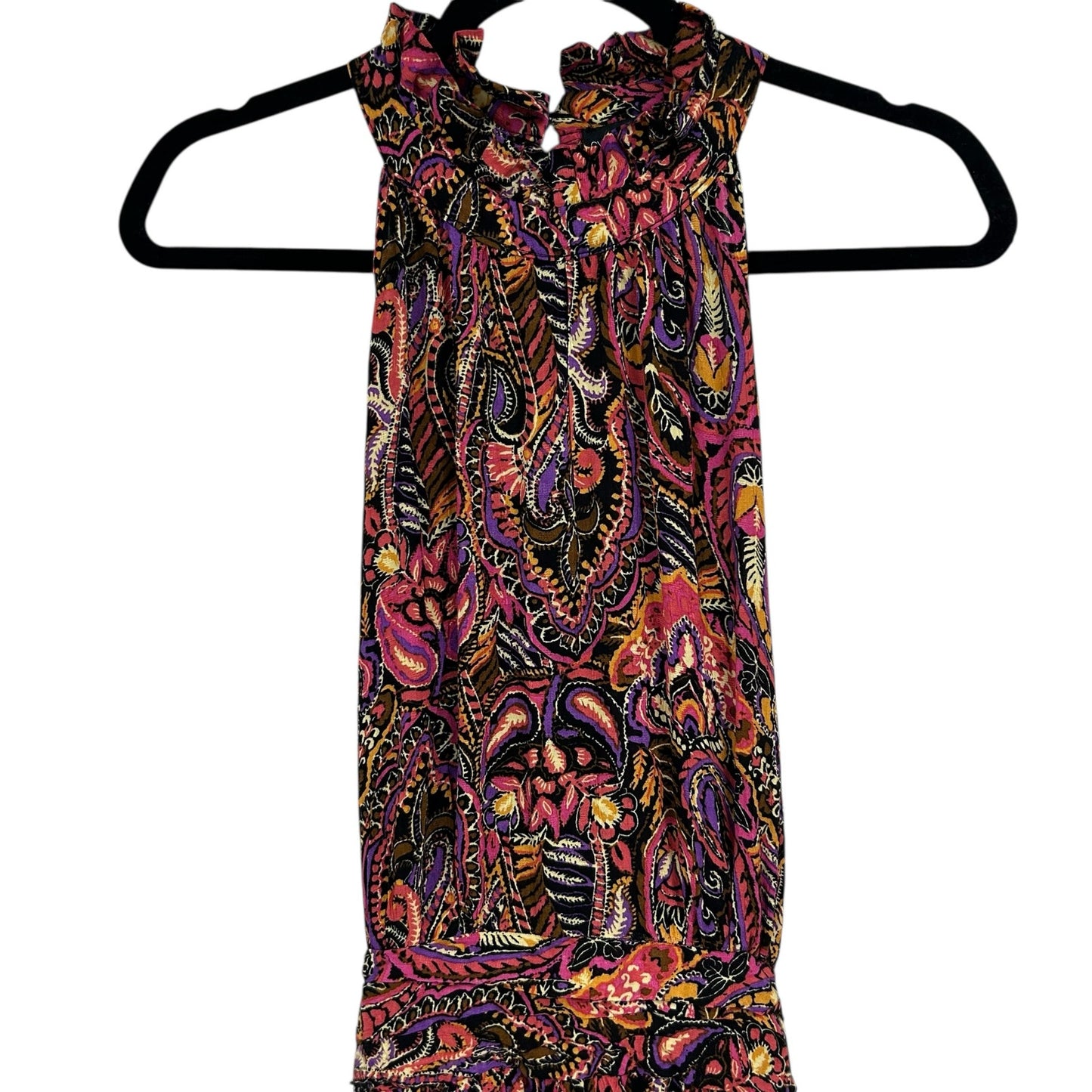 Cynthia Rowley Pink Multicolor Paisley Print Tie Back Mini Romper Womens Large