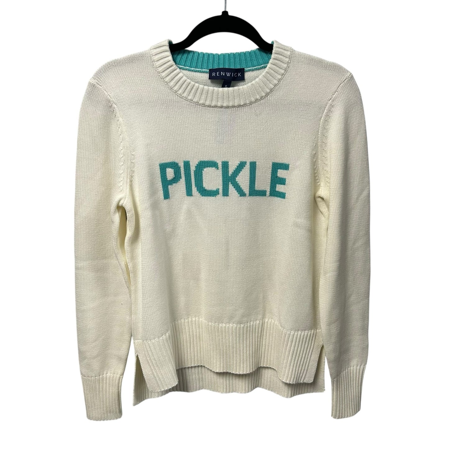 Renwick Ivory Caribe Pickle Long Sleeve Pullover Crewneck Sweater Womens Small