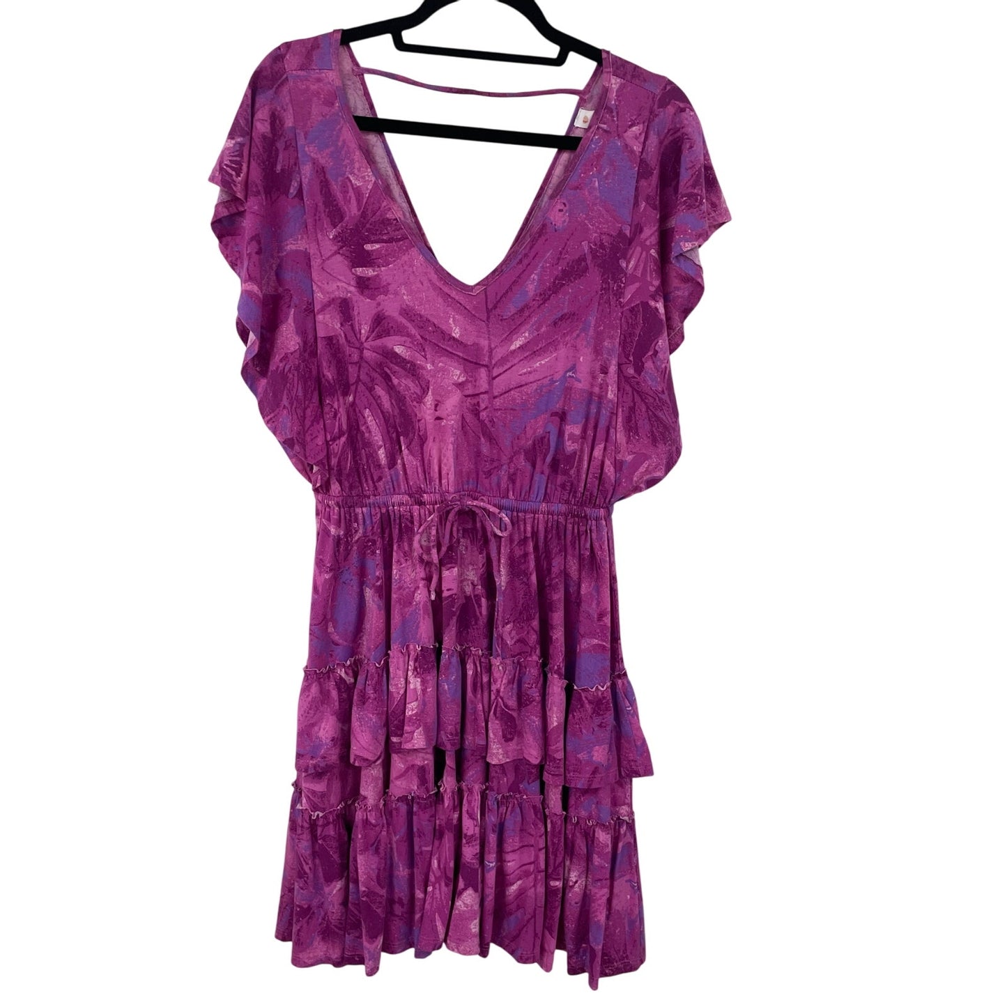 Anthropologie Daily Practice Tiered Ruffle Mini Dress Pink Purple Womens XS