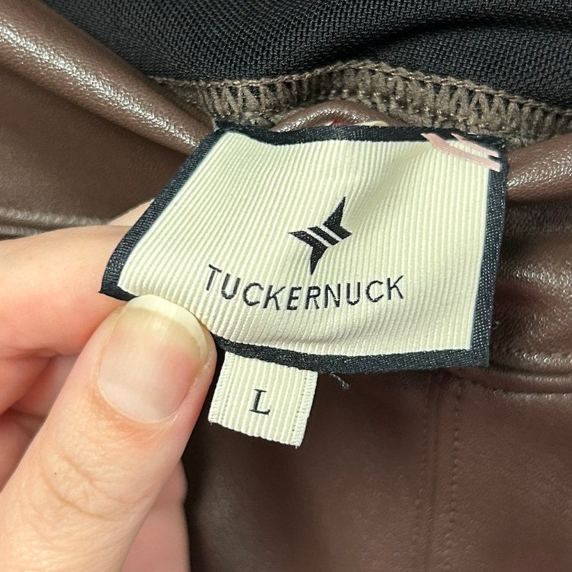 Tuckernuck Solid Brown Faux Leather Pull On Leggings Womens Size Large