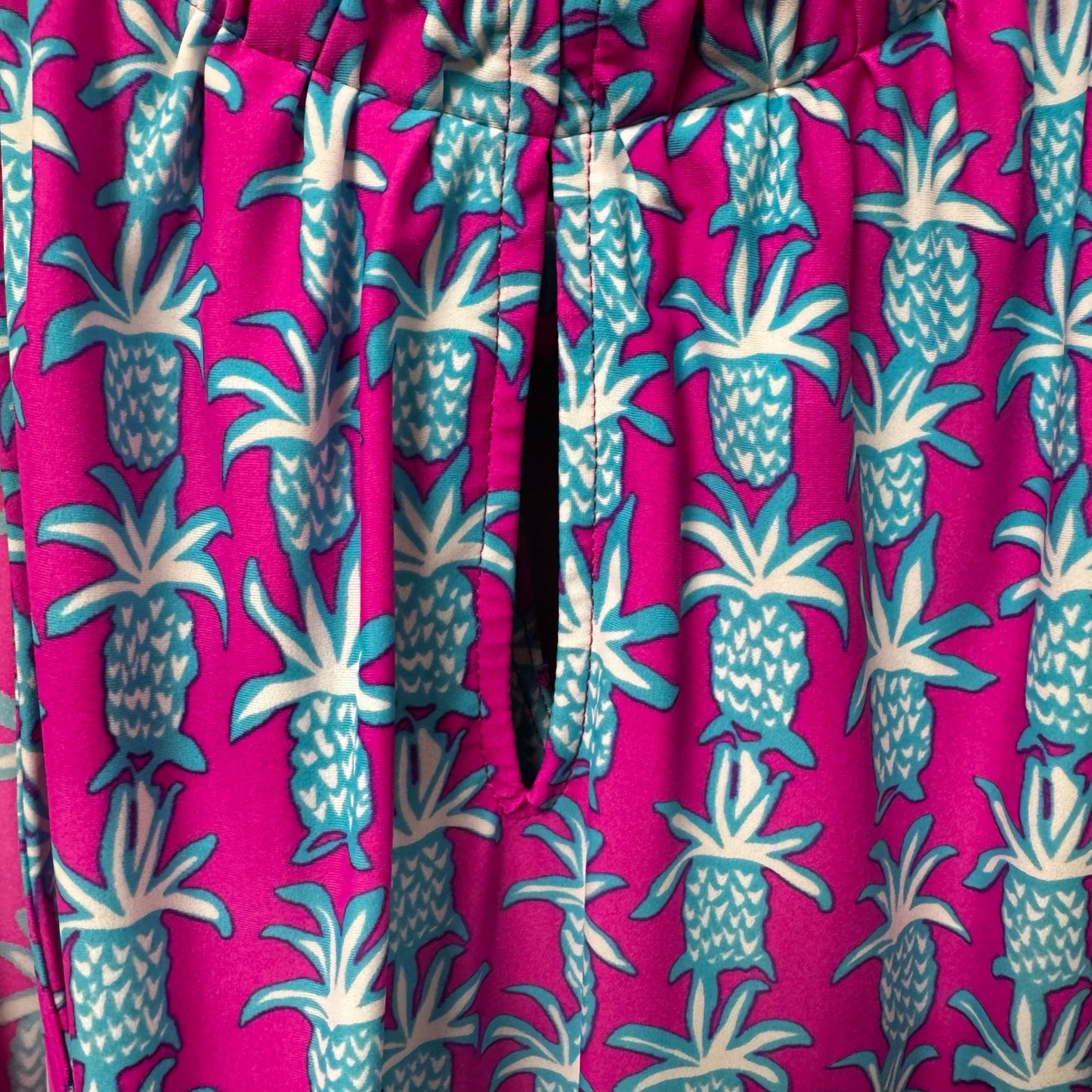 Jude Connally Pink Blue Pineapple Sleeveless Shift Kristen Dress Womens Large