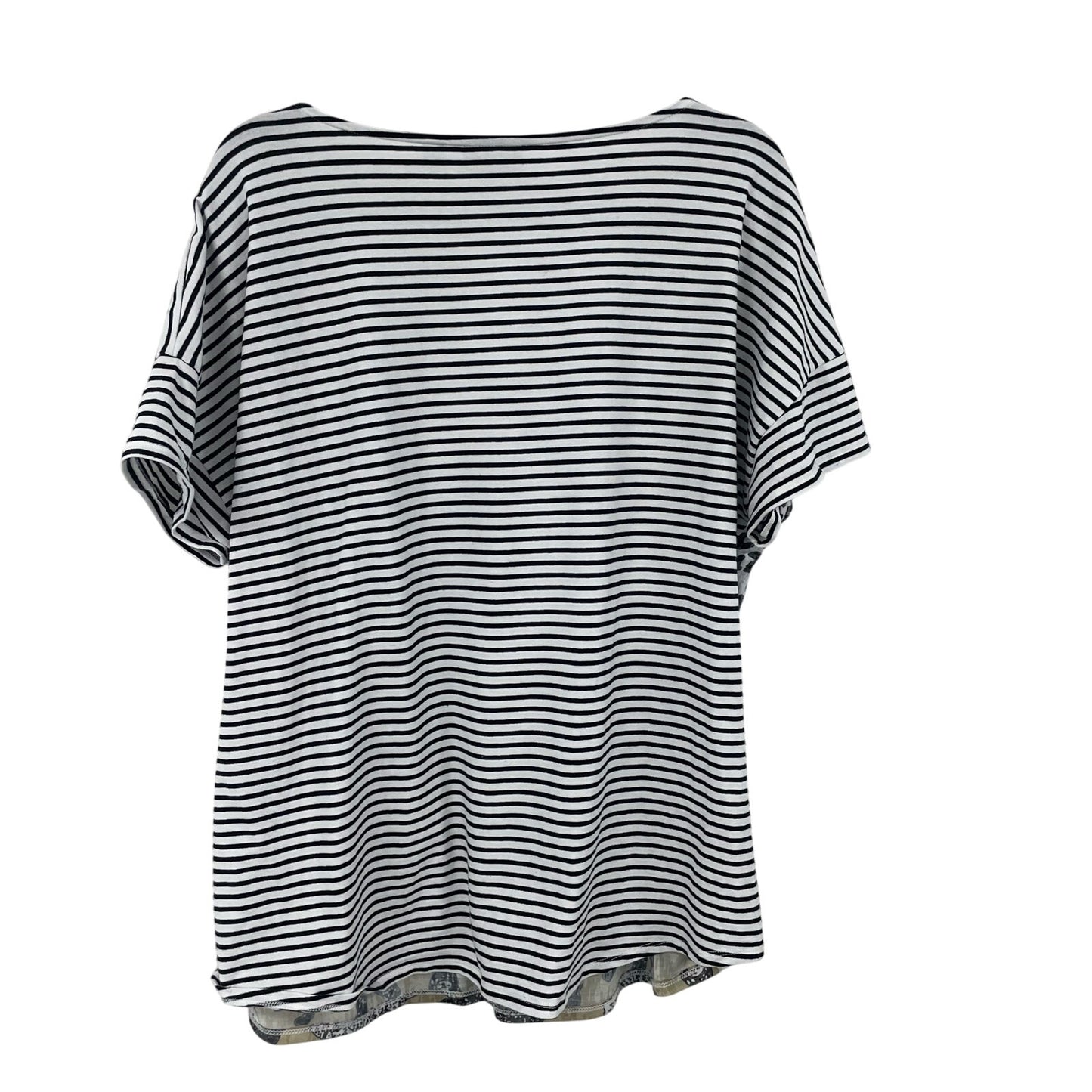 Onque Casual Short Sleeve Striped Cheetah Cat Print Top Womens Plus Size 1X