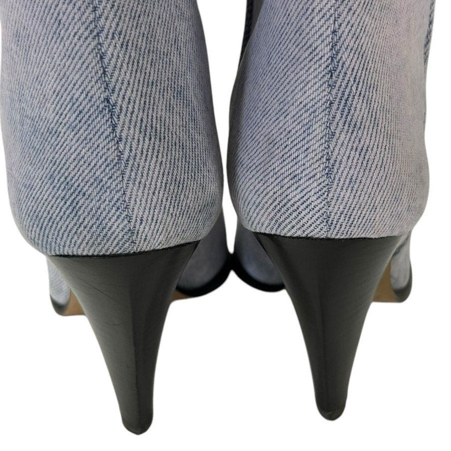 Isabel Marant Lilac Denim Ririo Tall Pull On Pointed Toe Boots Womens 37 / US 7