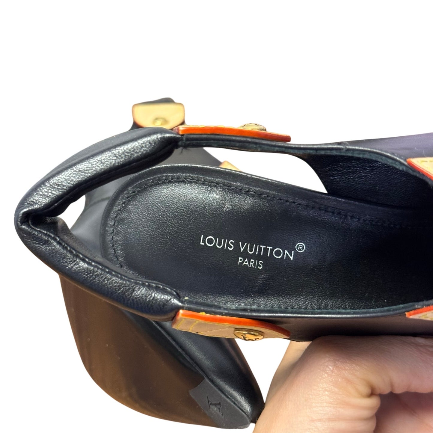 Louis Vuitton Black Calfskin Allure Slingback Pointed Toe Pumps Womens 9.5