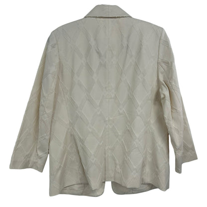 Chico’s Natural Cream Cotton Blend Relaxed Fit Textured Blazer Womens US 8