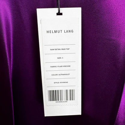 NWT Helmut Lang Purple Sleeveless Ruffle Trim Crewneck Tank Top Womens 4