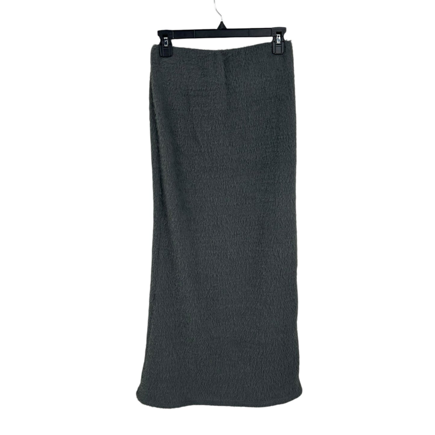 Maeve Gray Fuzzy Knit Column Pull On Maxi Skirt Womens Size Small
