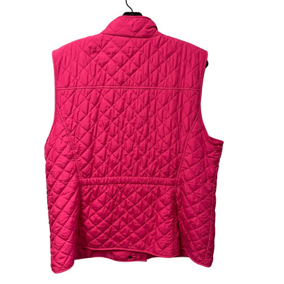 Talbots Pink Quilted Fleece Lined Zip Up Snap Button Puffer Vest Womens XL