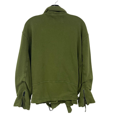 Free People We The Free Rebel Knit Oversized Moto Jacket Green Womens Small