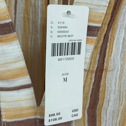 NWT by Anthropologie Yellow White Brown Stripe Tie-Front Blouse Womens Medium
