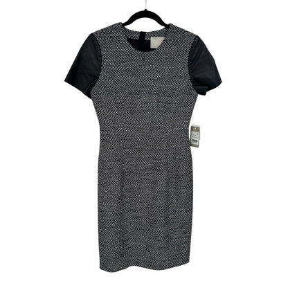 NWT Jason Wu Bone White Black Tweed Lambskin Leather Short Sleeve Dress Womens 4