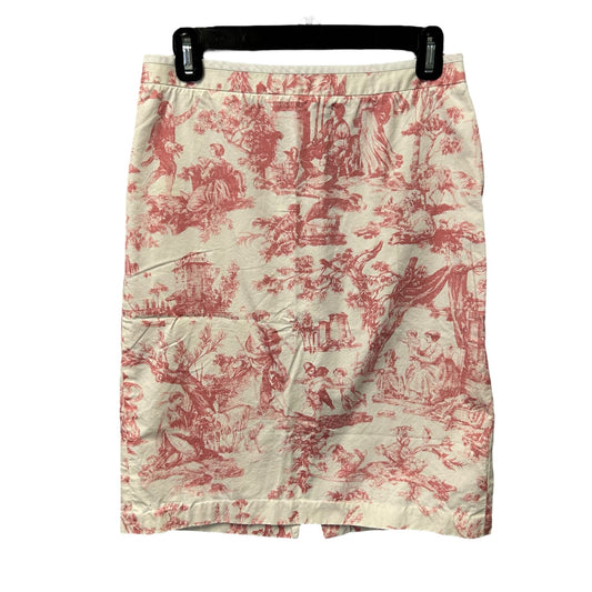 J. Crew Y2K 2004 Pink & Cream Country Toile Print Cotton Pencil Skirt Womens 6