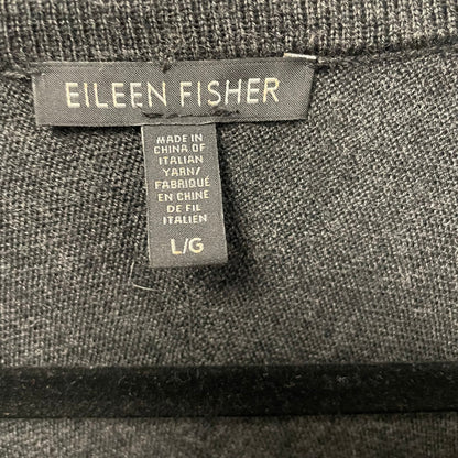 Eileen Fisher Pure Merino Wool Button Front Duster Cardigan Dark Gray Size Large