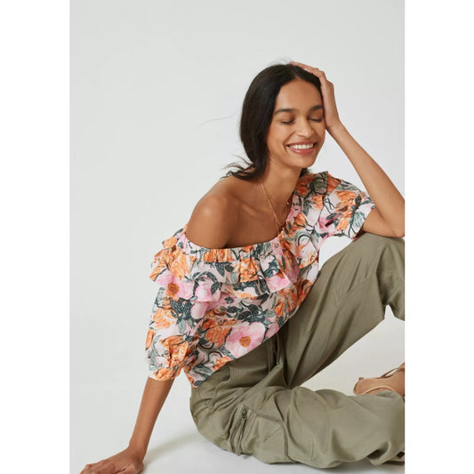 Cecilia Pettersson for Anthropologie Ruffled Off-The-Shoulder Blouse Womens XS