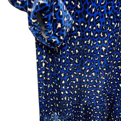 NWT Jude Connally Sadie Mini Dress Royal Blue Navy Velour Leopard Print Large