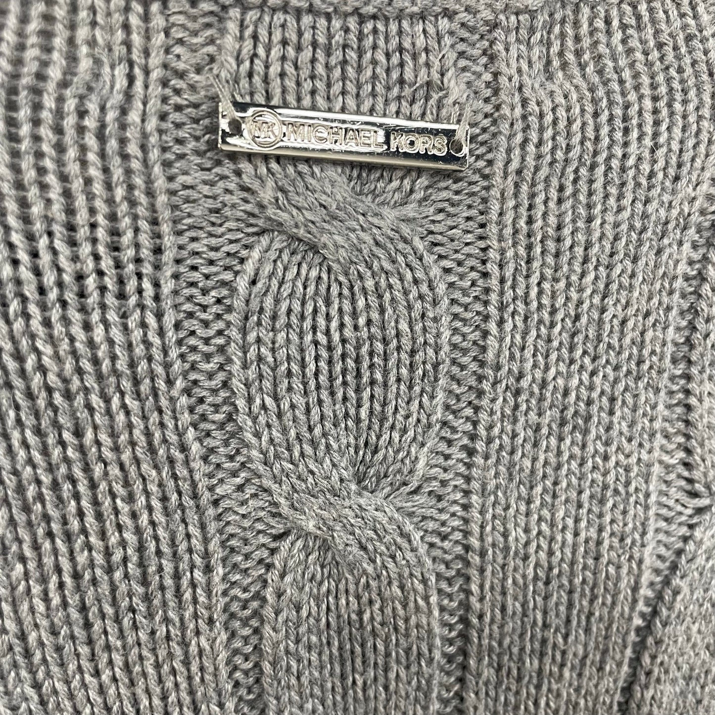 Michael Michael Kors Gray Cable Knit Short Sleeve Pullover Sweater Large / XL