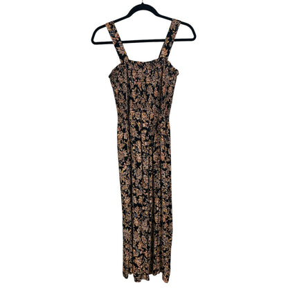 Evereve Black Multi Floral Print Smocked Bodice Maren Jumpsuit Womens Large