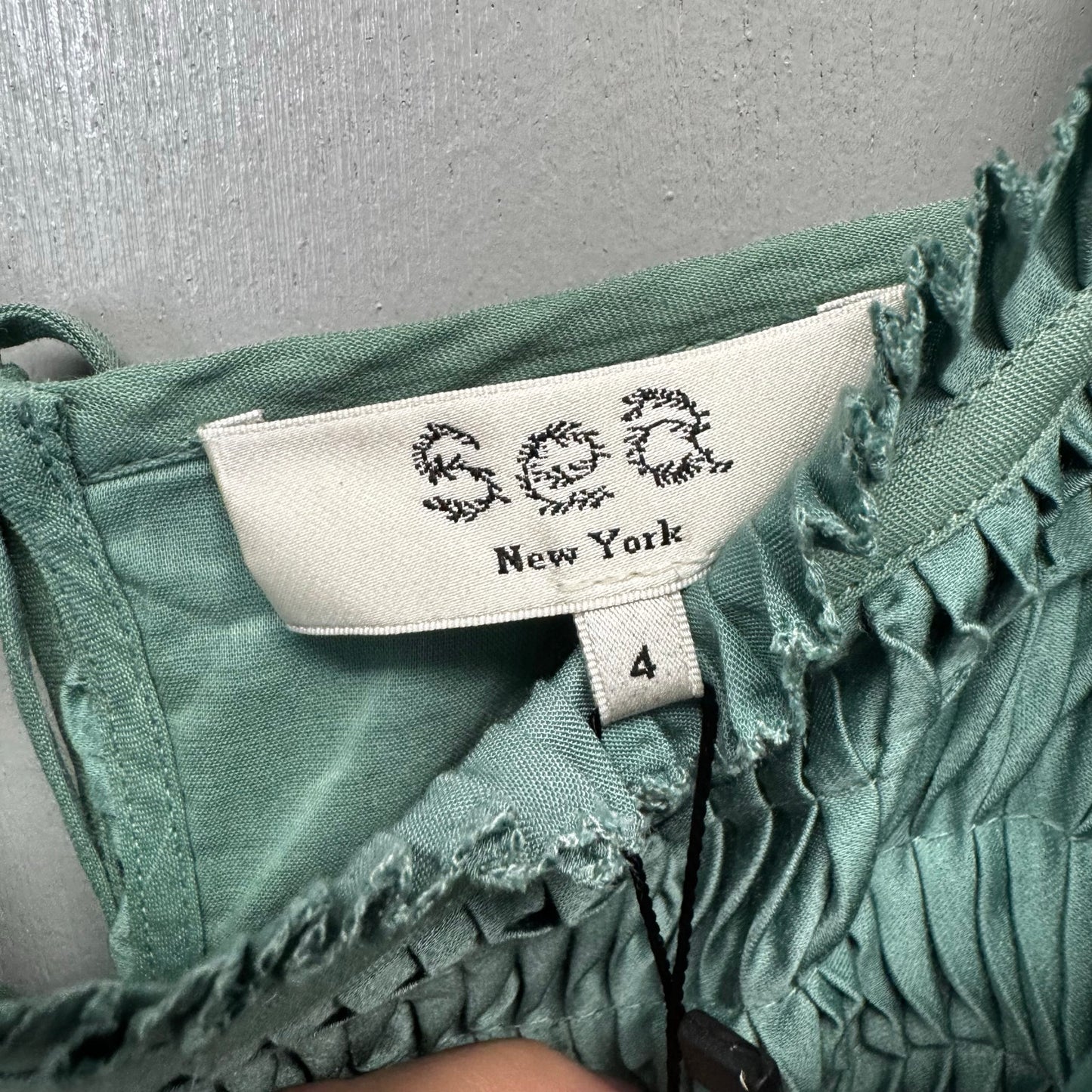 NWT SEA New York Sage Tie Strap Square Neck Pin Tucked Risa Dress Womens 4