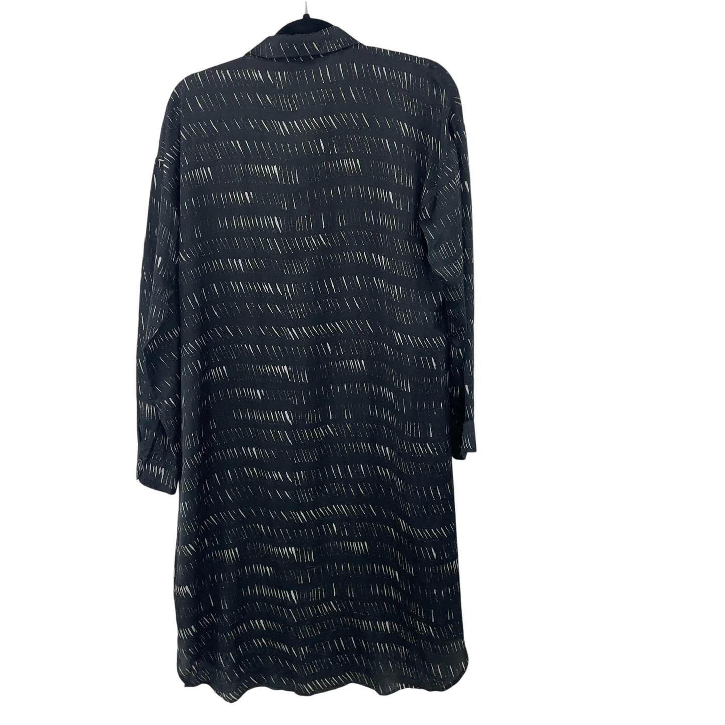 Eileen Fisher Silk Organic Cotton Dash Shirtdress Boxy Fit Black Womens Medium