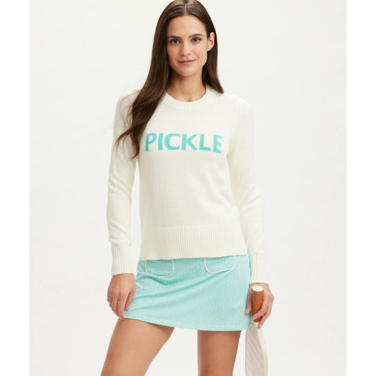 Renwick Ivory Caribe Pickle Long Sleeve Pullover Crewneck Sweater Womens Small