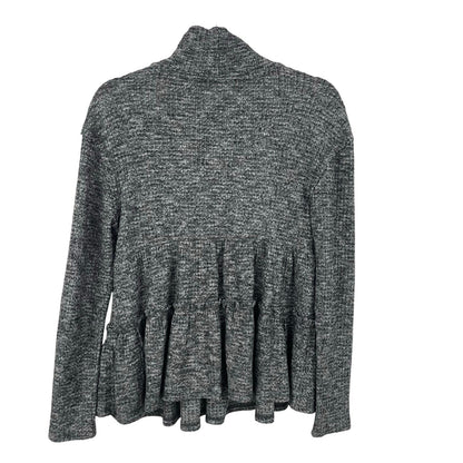Anthropologie Eri + Ali Waffle Knit Mock Neck Heathered Gray Long Sleeve Top XS