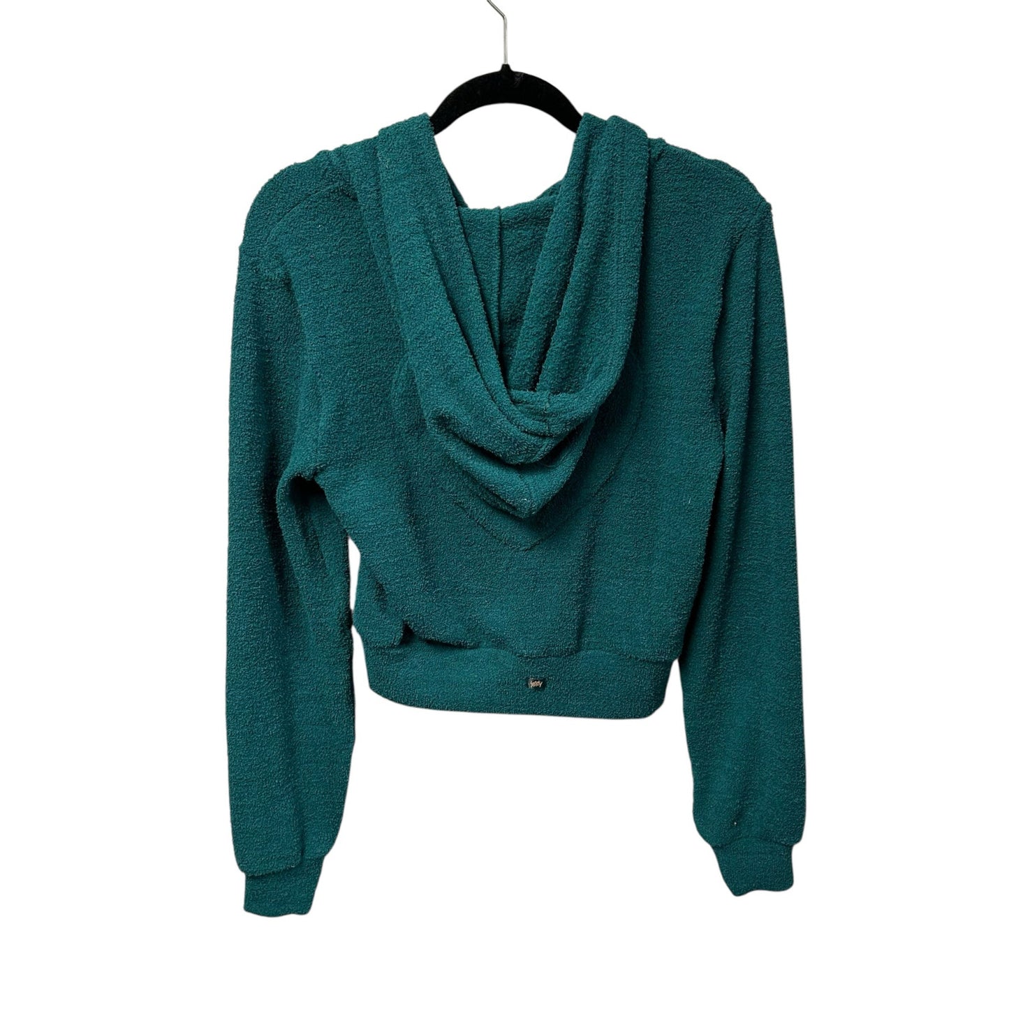 NWT Yitty Green Pet Me Full Zip Up Heart Back Drawstring Hoodie Womens Medium