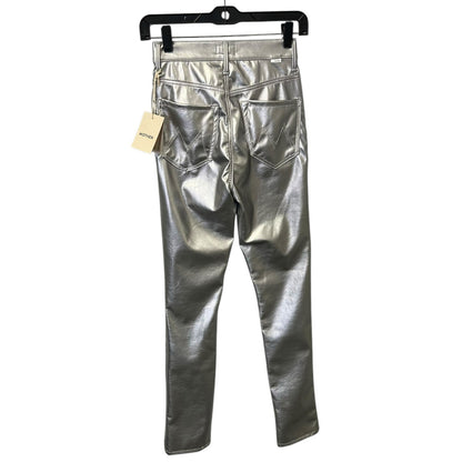 NWT Mother Silver Dagger High Waisted Rail Skimp Faux Leather Pants Womens 25