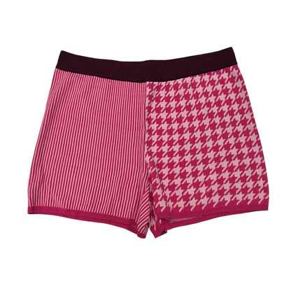 Dolan Sierra Pink Stripe Houndstooth Geo Print Pull On Lounge Shorts Womens XL