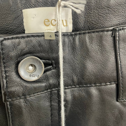 NWT Ecru Black Leather Straight Leg High Waist Hudson Pant Womens Size 4