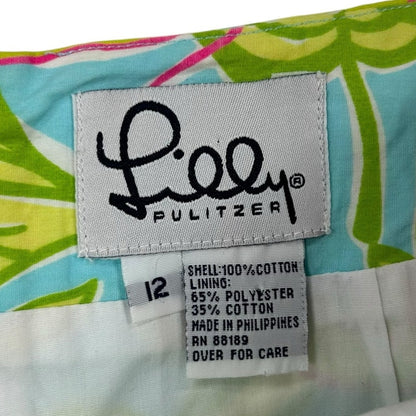 Vintage Lilly Pulitzer Blue Multicolor Jungle Animal Print Mini Skirt Womens 12