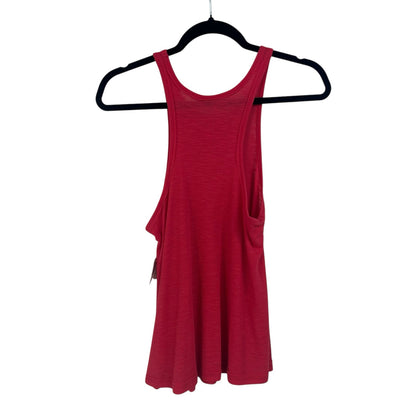 NWT Free People Bright Pink Ribbed Sleeveless Flowy Tank Top Womens Small