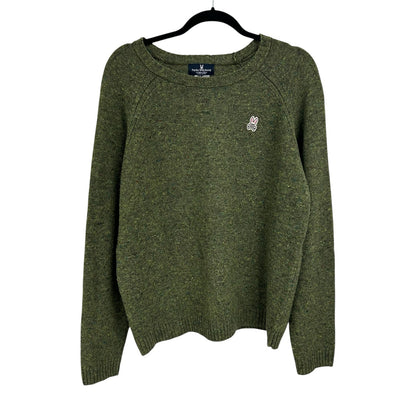 Psycho Bunny Green Lamb Wool Blend Long Sleeve Pullover Sweater Mens Medium
