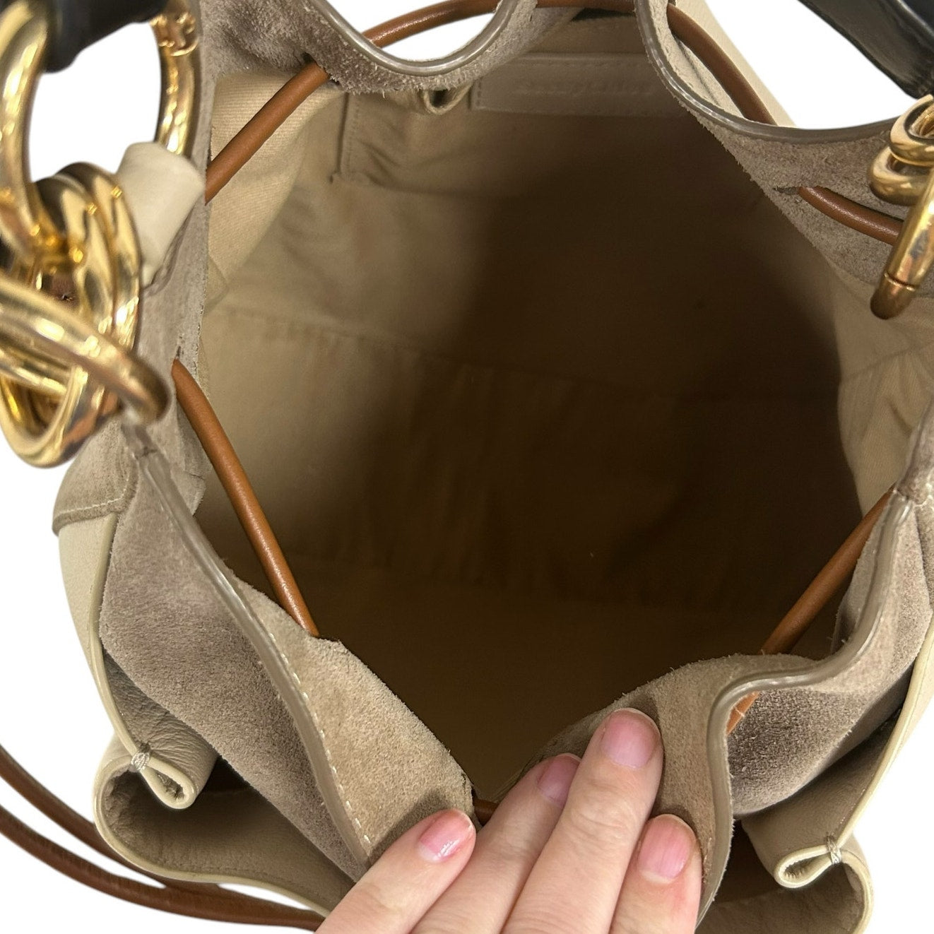 See By Chloe Tony Leather & Suede Drawstring Color Block Shoulder Bag