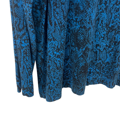 Chico’s Blue Black Snakeskin Print Long Sleeve T Shirt Womens Size XL