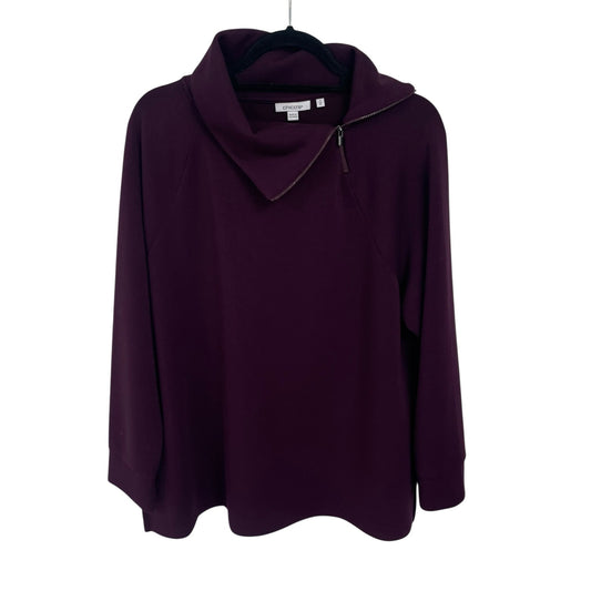 Chico’s Long Sleeve Pullover Zip Up Collared Sweatshirt Dark Purple Burgundy XL