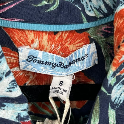 Tommy Bahama Blue Orange Tropical Print Short Sleeve Button Down Shirt Boys 8
