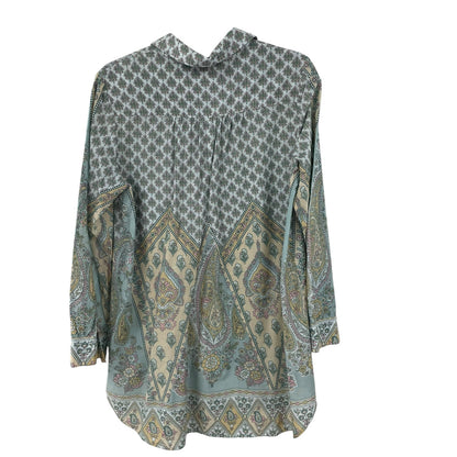 Soft Surroundings Tabitha Long Sleeve Tunic Top Floral Paisley Print Medium