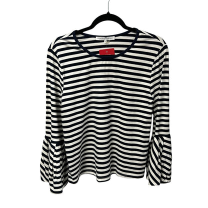 NWT English Factory Navy White Stripe Bell Sleeve Knit Top Womens Size Medium