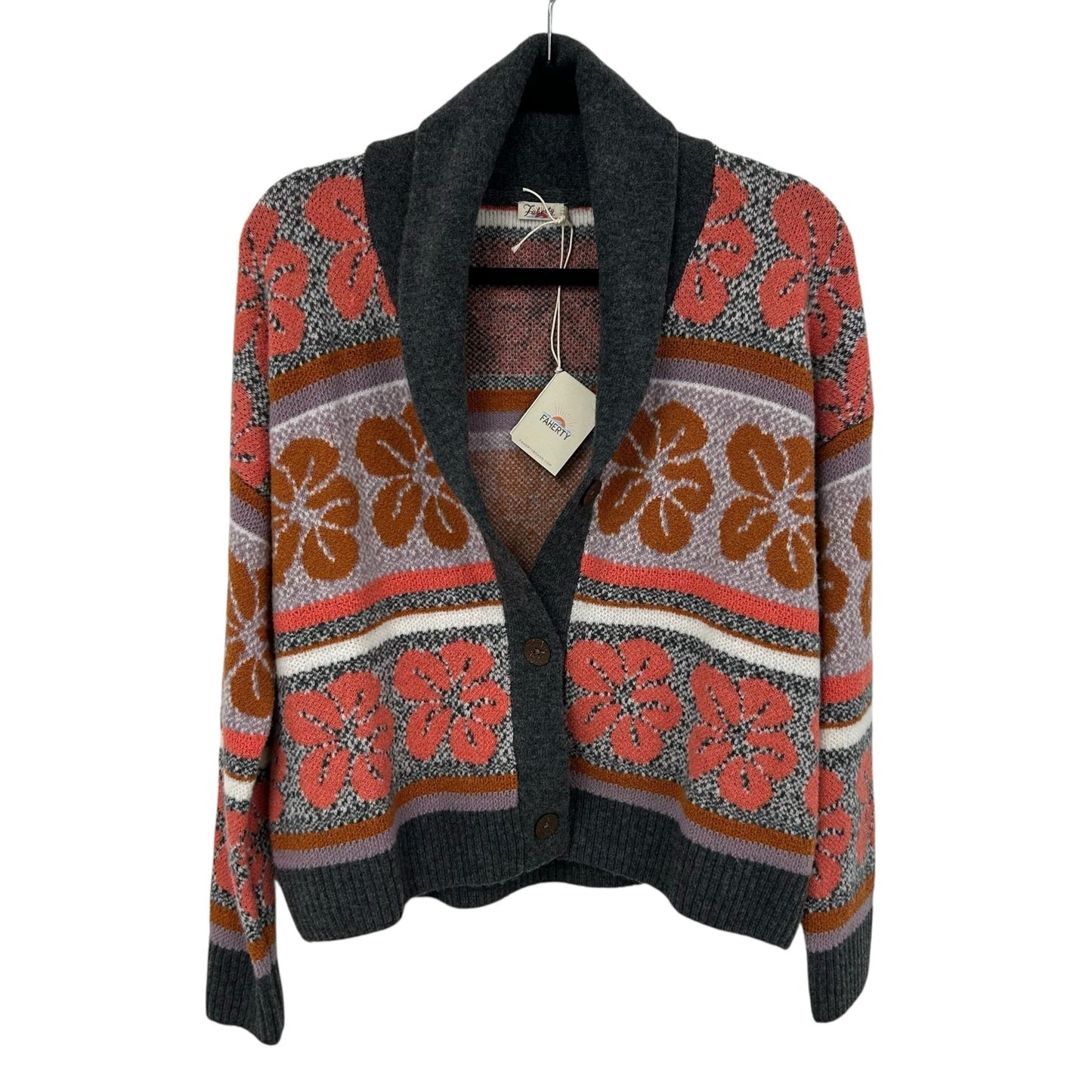 NWT $258 Faherty Sunset Shell Jacquard Topanga Canyon Cardigan Womens Size XS