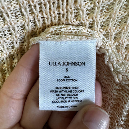 Ulla Johnson in Creme Short Sleeve Crewneck Woven Capri Top Womens Small