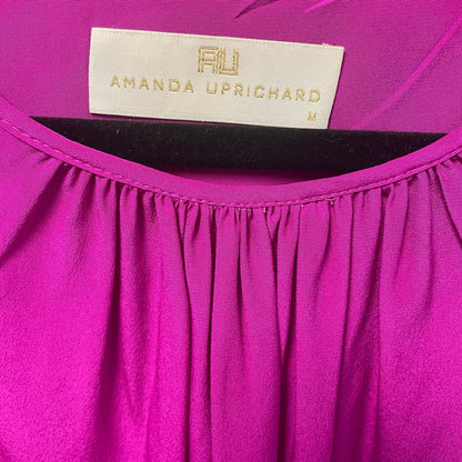 Amanda Uprichard 100% Silk Long Sleeve Purple Blouse Womens Medium