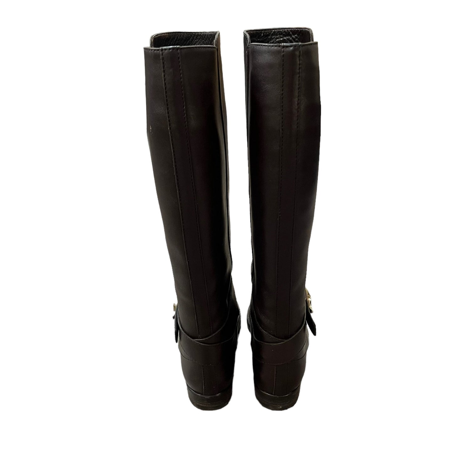 GUCCI Brown Leather Gold Harness Pull On Riding Boots 6.5