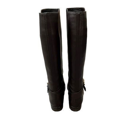 GUCCI Brown Leather Gold Harness Pull On Riding Boots 6.5